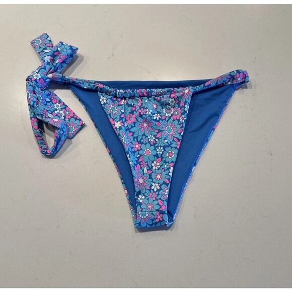 Frankie’s Bikinis Women's Size Medium Tie Side Bikini Floral Print Bikini Bottom - Picture 1 of 6
